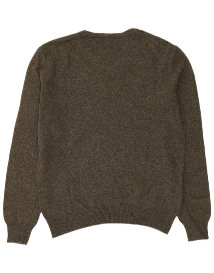 BENETTON Maglione girocollo da uomo grande in lana kaki