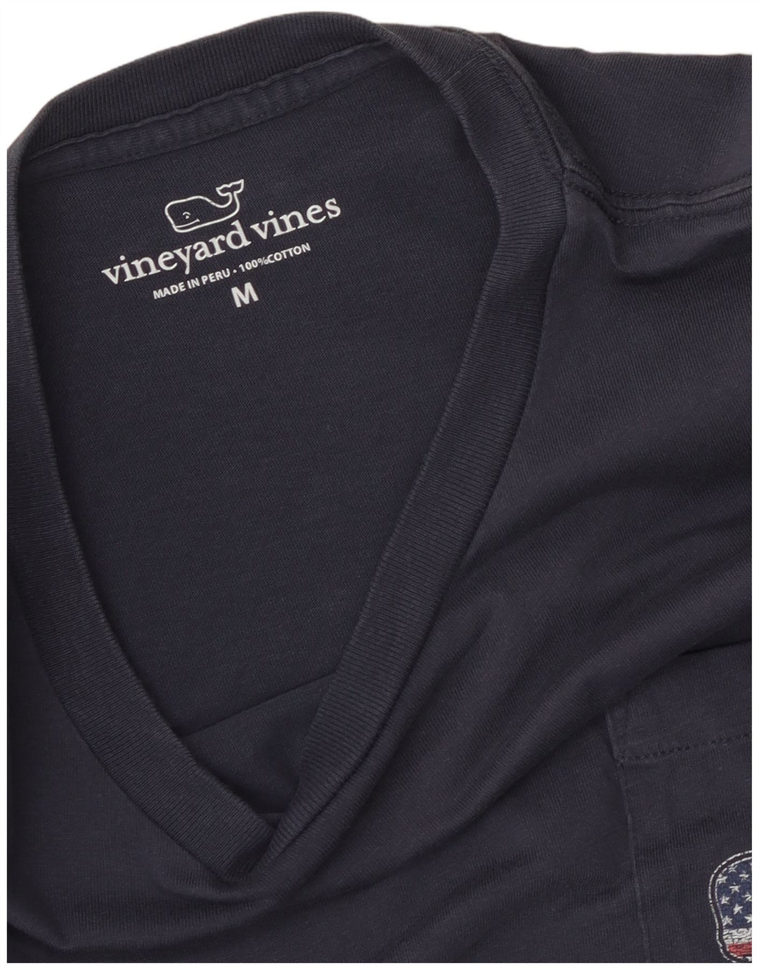 T-shirt grafica da uomo Vineyard Vines USA Top in cotone blu navy medio