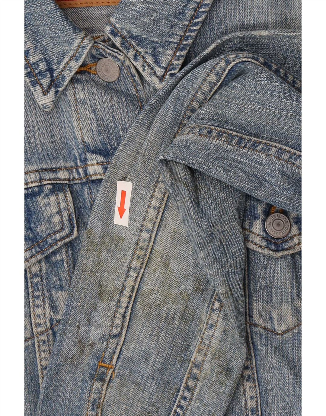 Giacca in denim grafico da donna Levi's UK 8 piccola in cotone blu