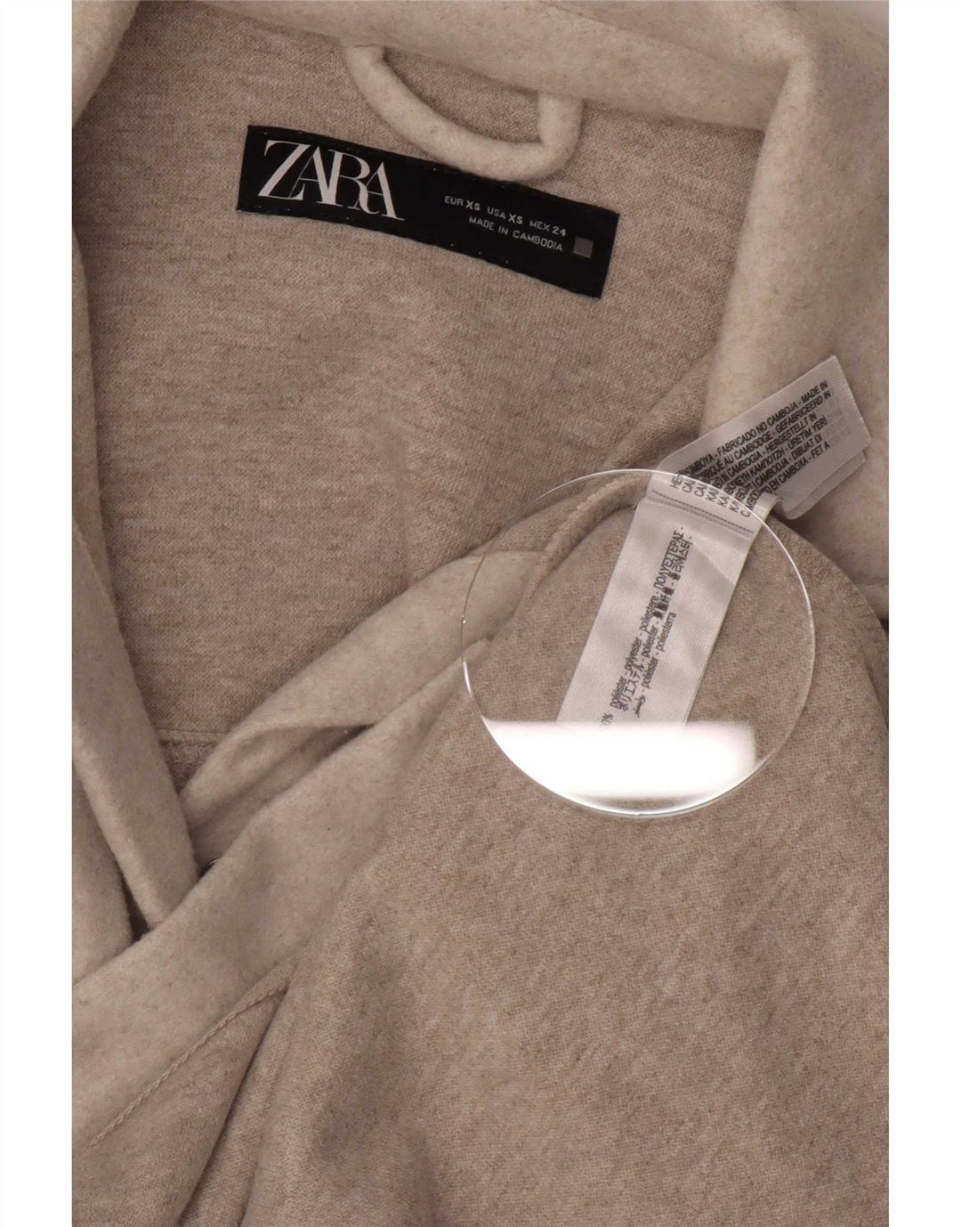 Camicia overshirt in flanella da donna Zara UK 8 XS Poliestere beige