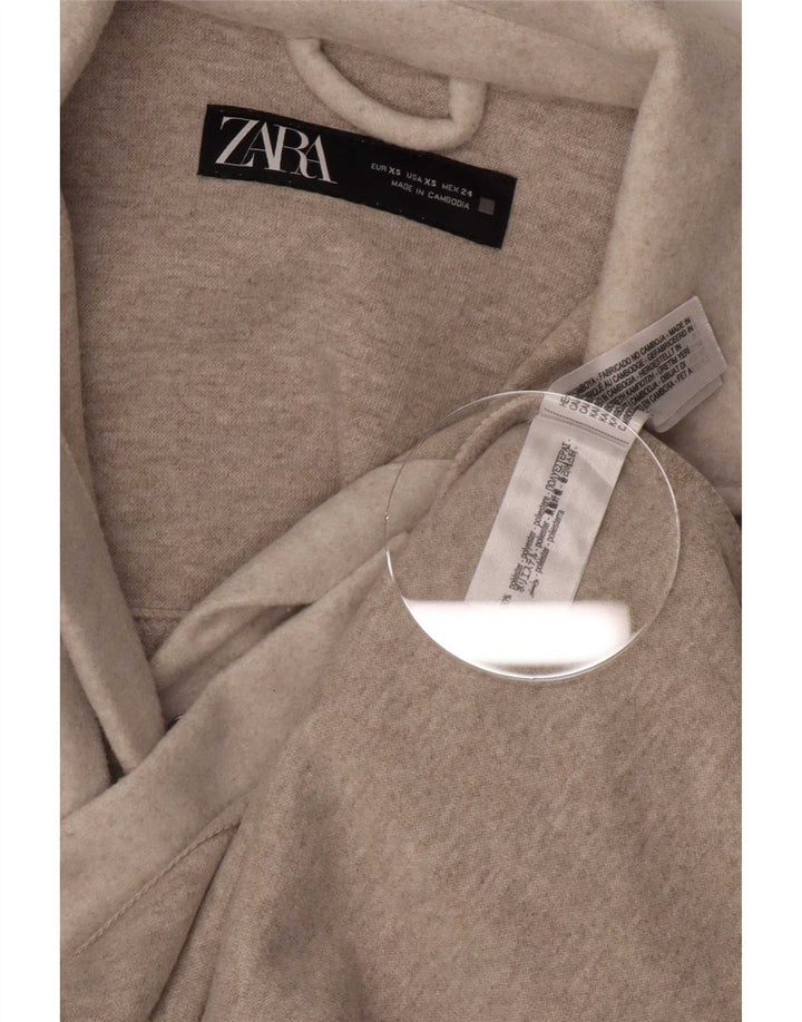 Camicia overshirt in flanella da donna Zara UK 8 XS Poliestere beige