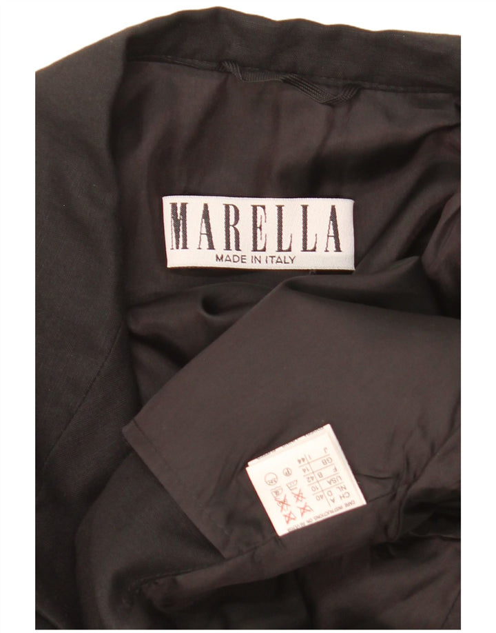 Giacca blazer a maniche corte da donna MARELLA a 2 bottoni UK 14 media nera