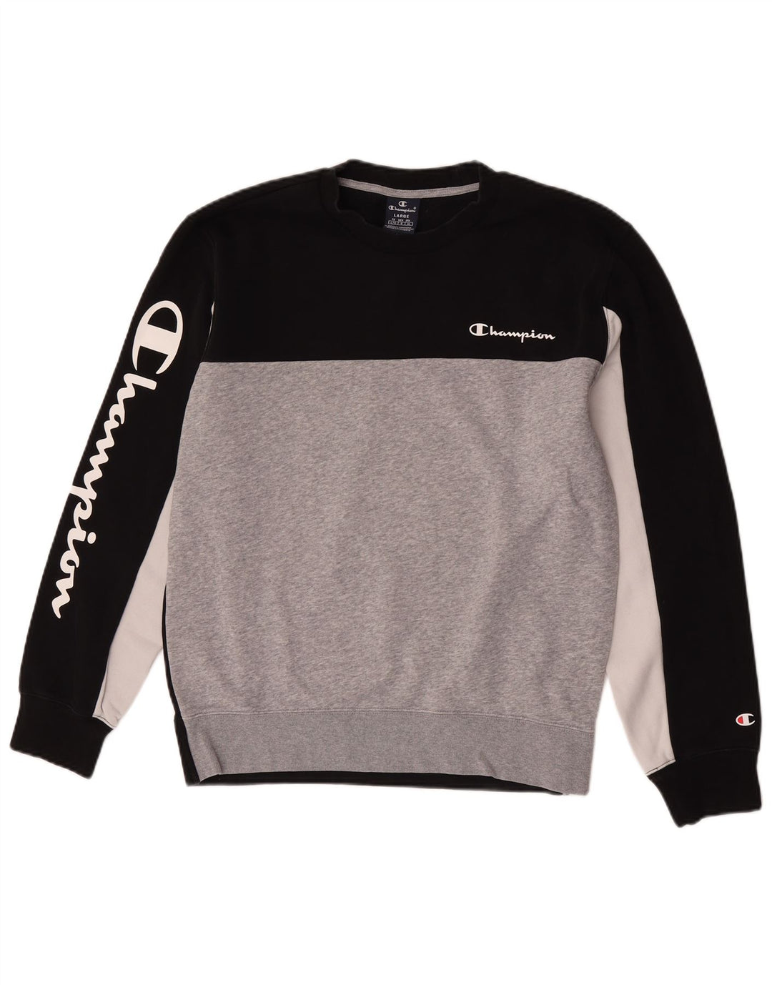 Felpa grafica da uomo Champion, maglione grande, colore nero
