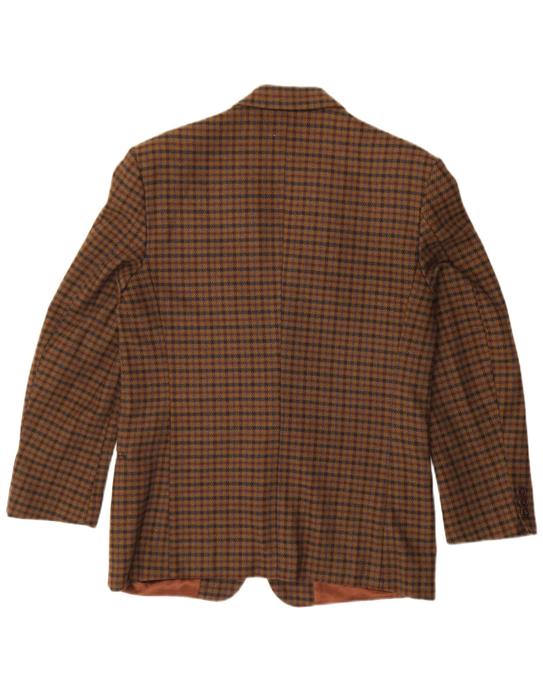 Giacca blazer vintage da uomo a 2 bottoni IT 48 in lana vergine a quadri marrone medio