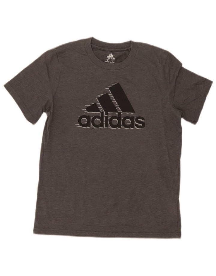 T-shirt grafica da ragazzo Adidas Top 10-11 anni in cotone grigio medio