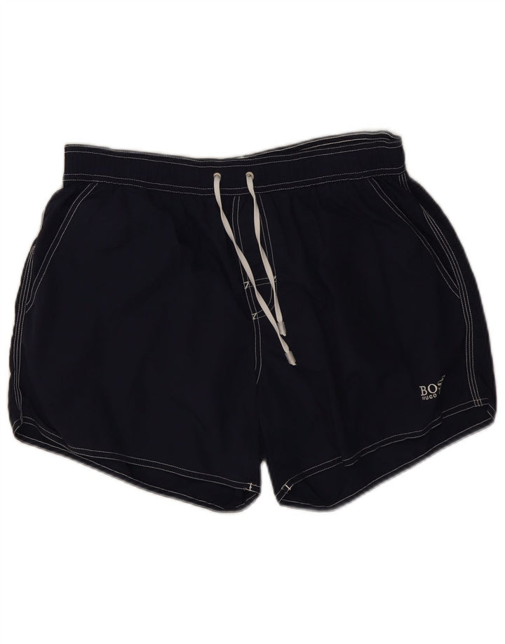 Pantaloncini da bagno da uomo Hugo Boss medi blu navy in poliammide