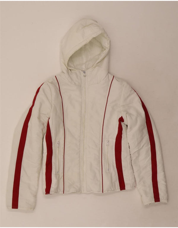 Giacca imbottita con cappuccio da donna Karma UK 10 Small Poliestere color block bianco