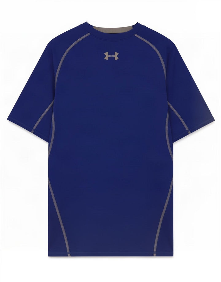 T-shirt grafica a compressione da uomo Under Armour Top in poliestere blu medio