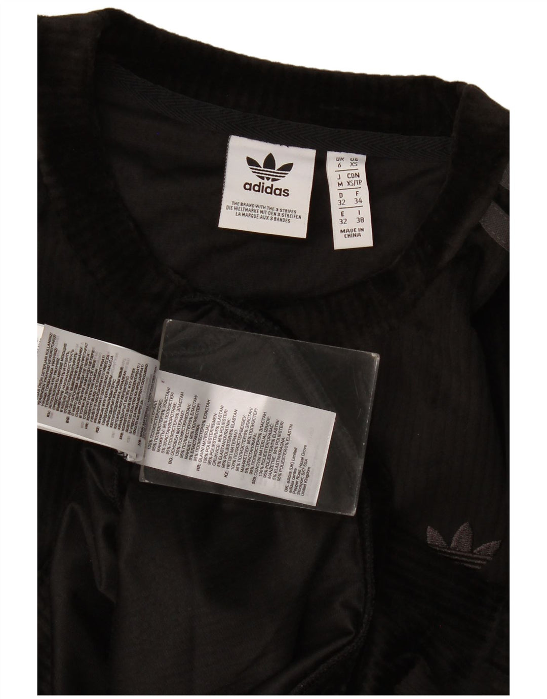 Felpa in velluto oversize da donna Adidas UK 6 XS poliestere nero