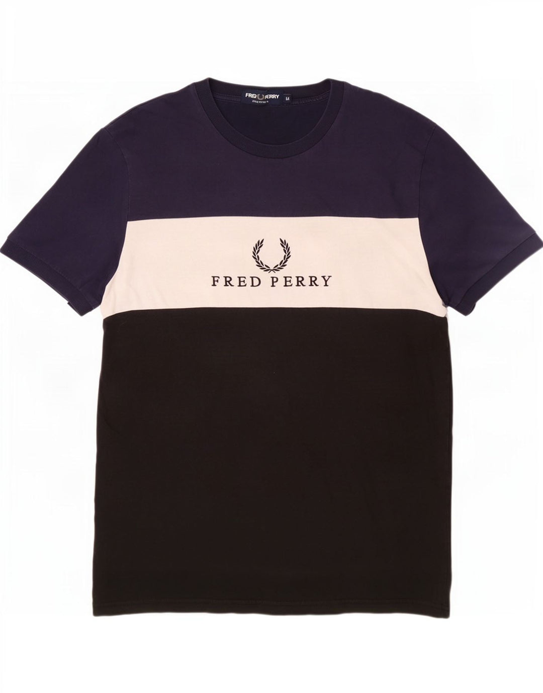 T-shirt grafica da uomo Fred Perry Top in cotone color block medio nero