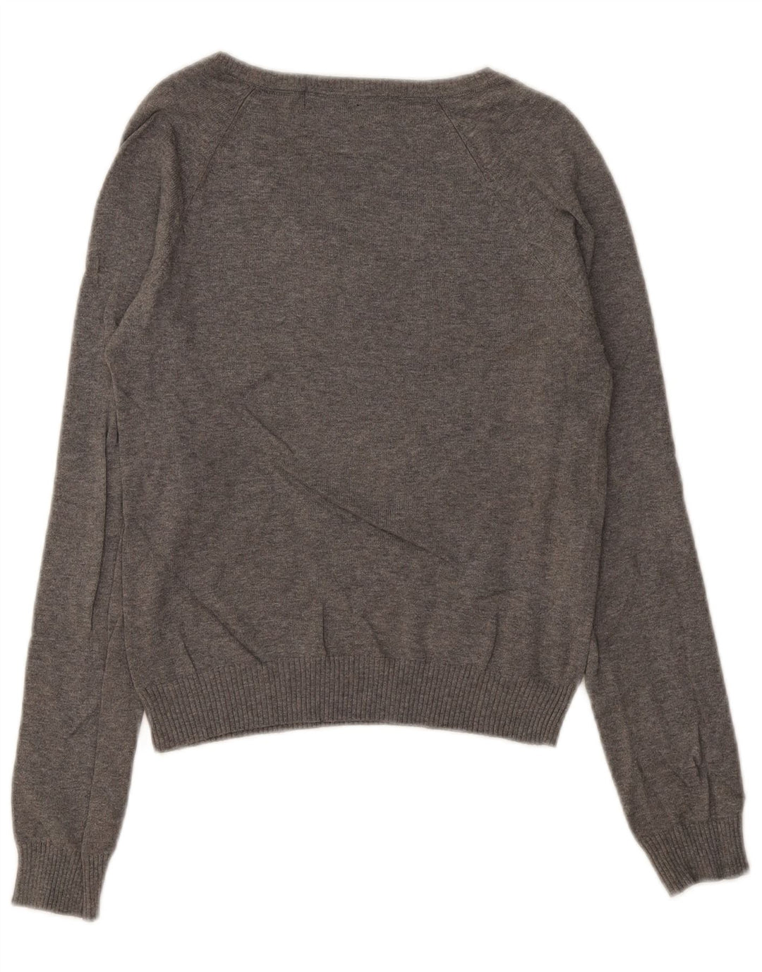Maglione corto con scollo a V da donna Zara UK 12 Cotone grigio medio