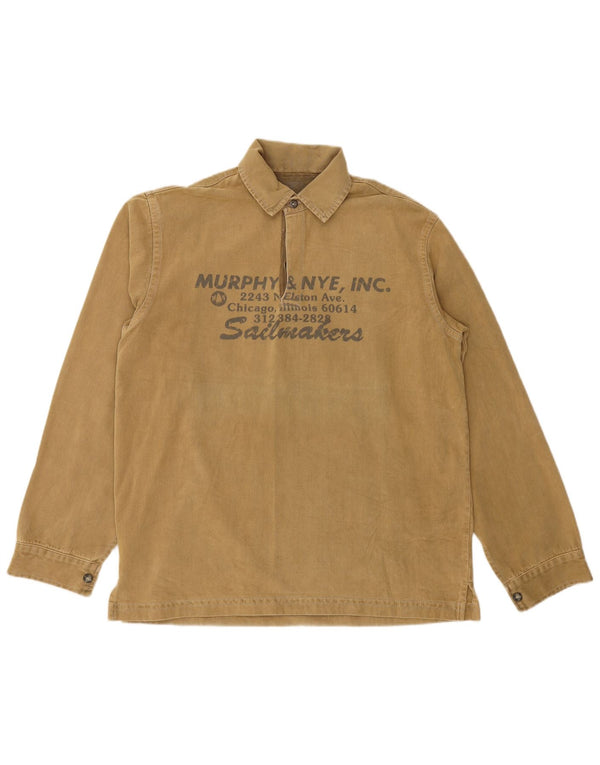 Polo da rugby a maniche lunghe con grafica da uomo Murphy & Nye XL in cotone kaki