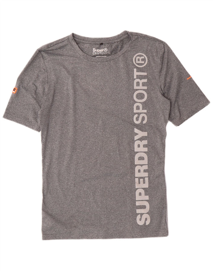 T-shirt grafica da donna Superdry Top UK 14 Large in poliestere chiazzato grigio