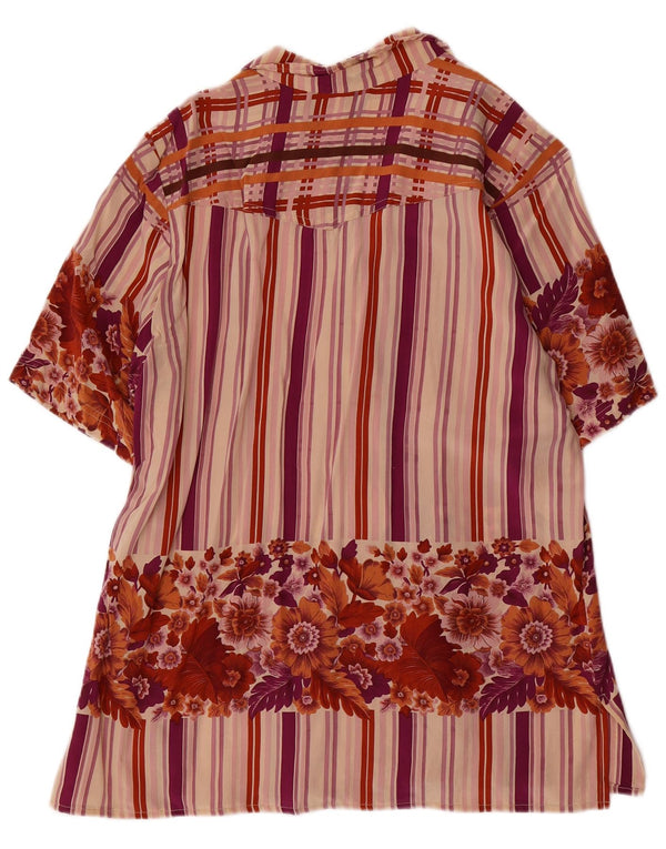 Camicia a maniche corte da donna vintage UK 18 XL floreale multicolore