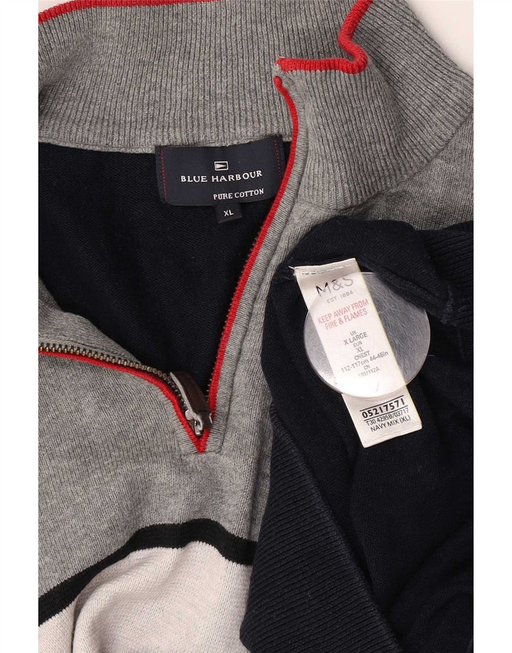 Maglione da uomo Marks & Spencer con collo con zip blu Harbour XL Blu navy