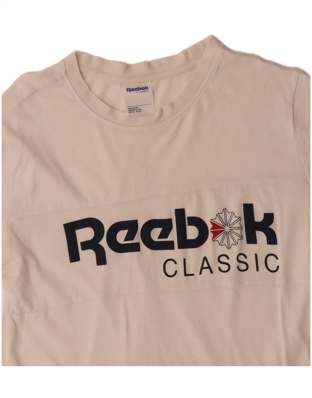 T-shirt grafica da donna Reebok Top UK 12 medio cotone bianco sporco