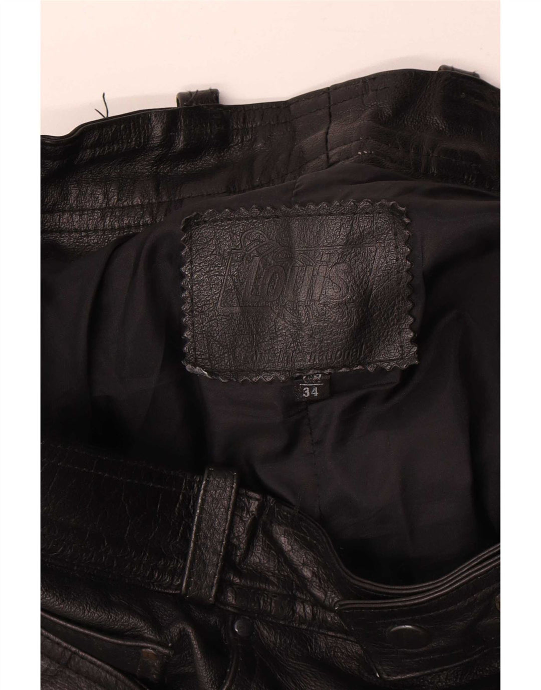 Pantaloni dritti in pelle da uomo Louis W34 L30 neri