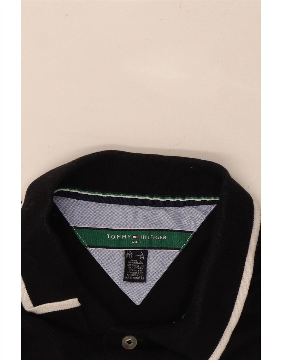 TOMMY HILFIGER Mens Golf Polo Shirt Small Black Cotton Vintage Tommy Hilfiger and Second-Hand Tommy Hilfiger from Messina Hembry 