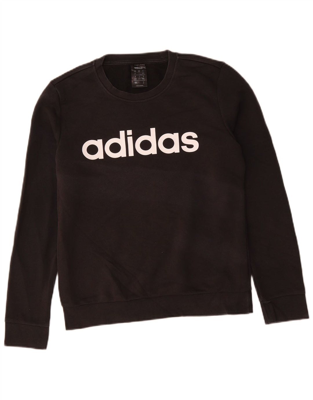 Felpa grafica da donna ADIDAS maglione UK 8/10 piccolo cotone nero