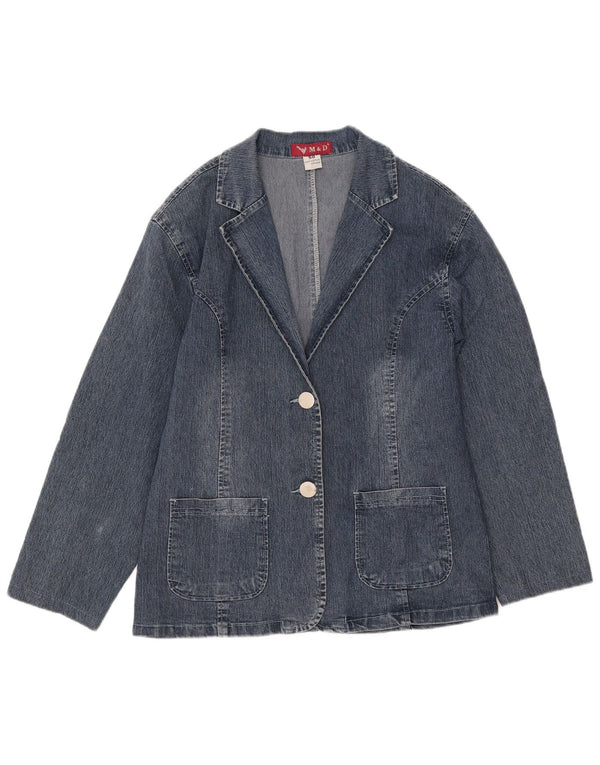 Giacca blazer in denim vintage da donna a 2 bottoni IT 50 XL in cotone blu