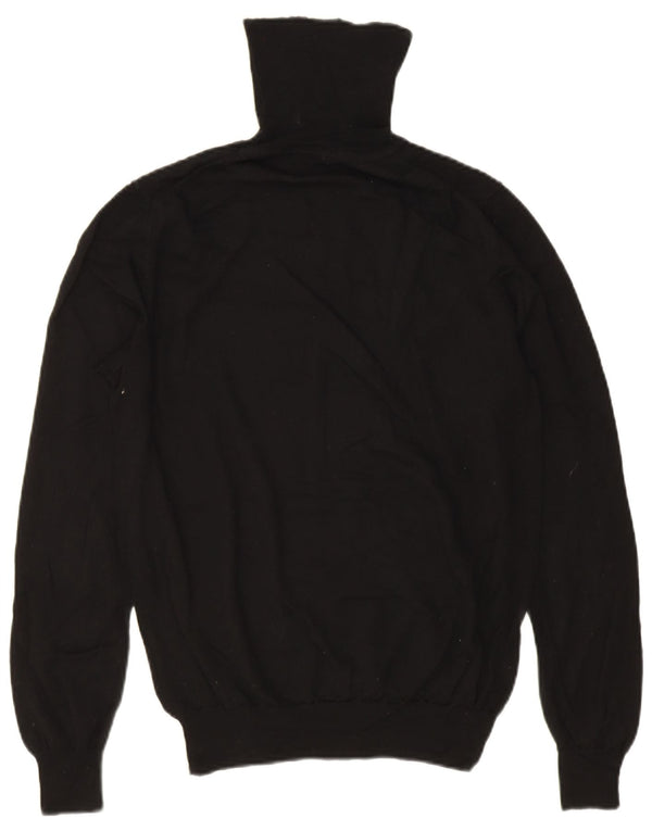 Maglione maglione da donna Jaeger con collo alto UK 14 lana merino nera media