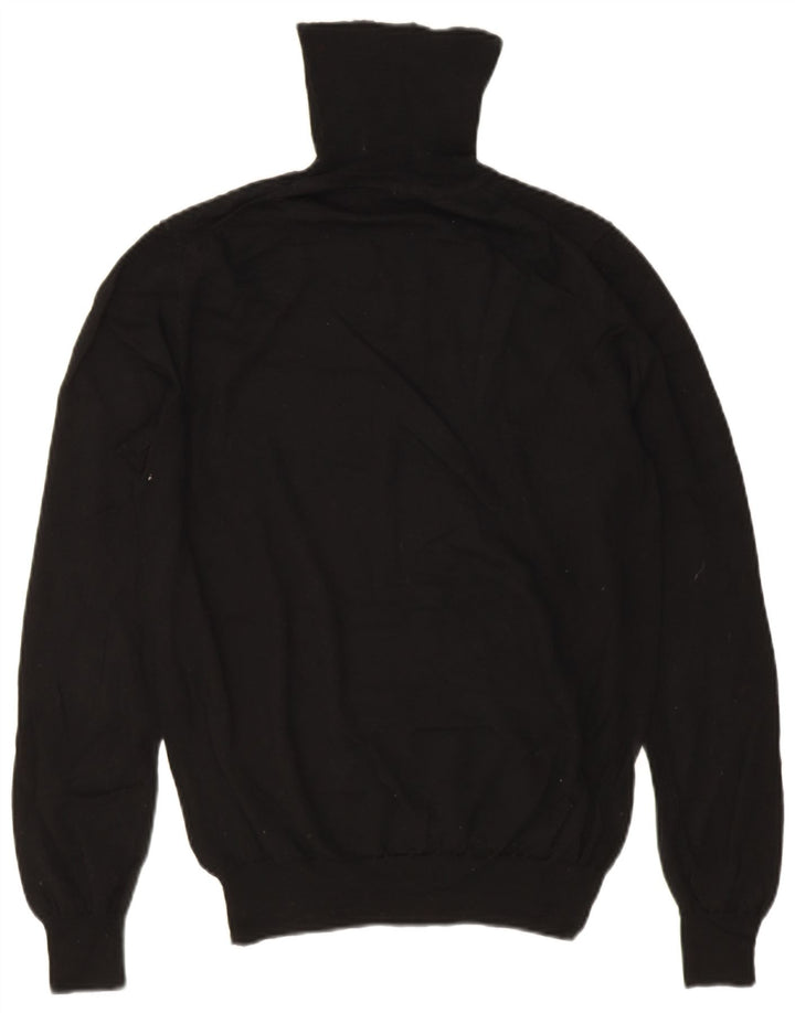Maglione maglione da donna Jaeger con collo alto UK 14 lana merino nera media