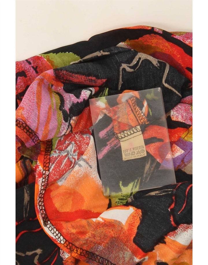 Camicetta camicia vintage da donna con motivo astratto UK 10 piccola multicolore
