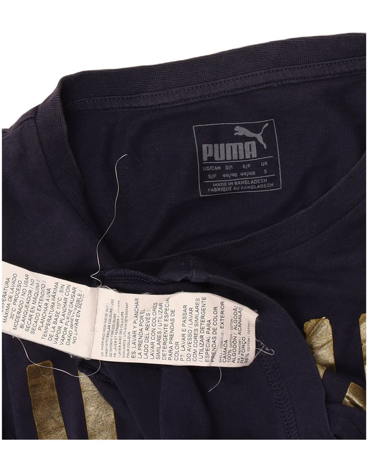 T-shirt grafica da uomo Puma Top Small in cotone blu navy