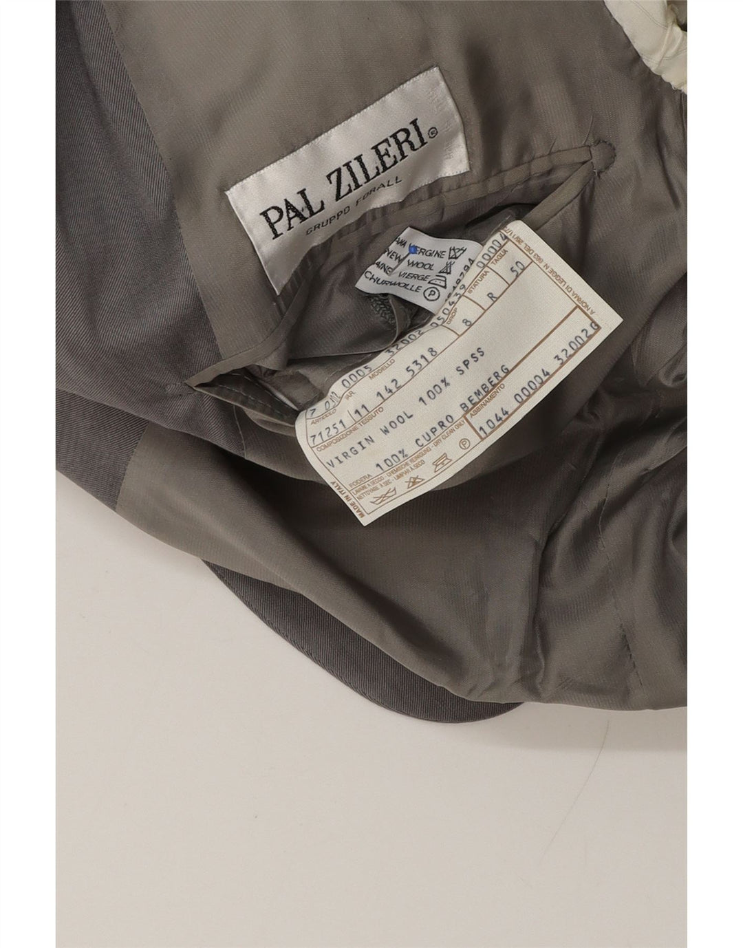 PAL ZILERI Giacca Blazer da Uomo a 3 Bottoni IT 50 Large Grigia in Lana Vergine