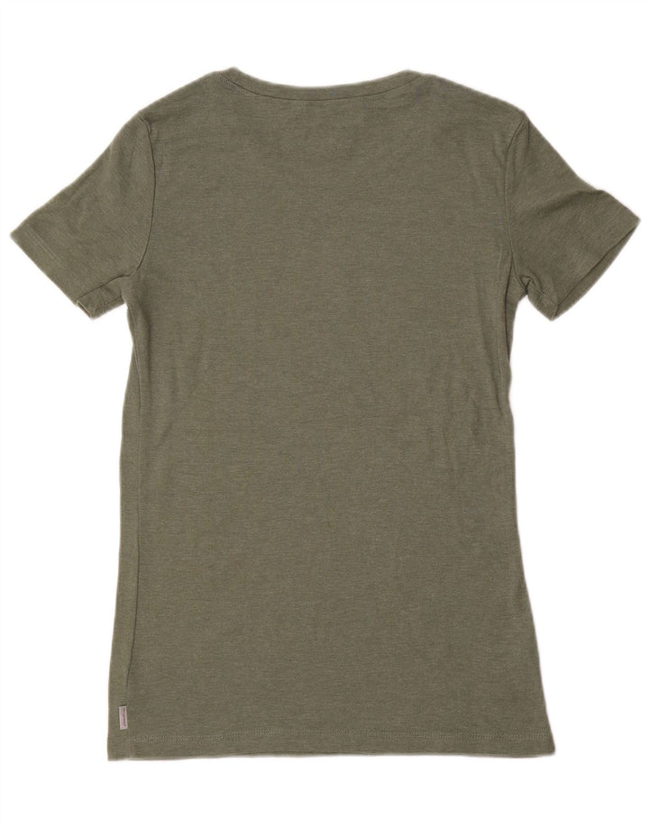 T-shirt da donna EDDIE BAUER UK 10 piccola in cotone kaki
