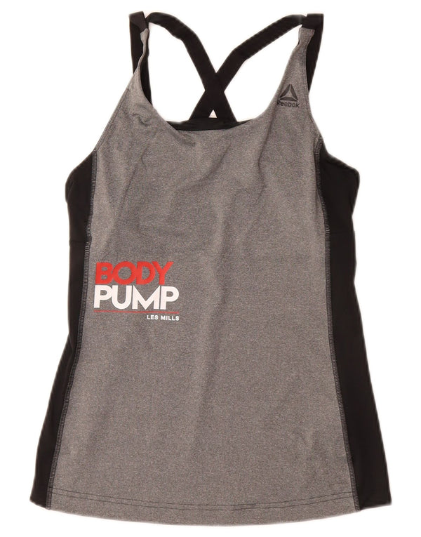 REEBOK Canotta grafica da donna Les Mills UK 4/6 XS Grigio Colourblock