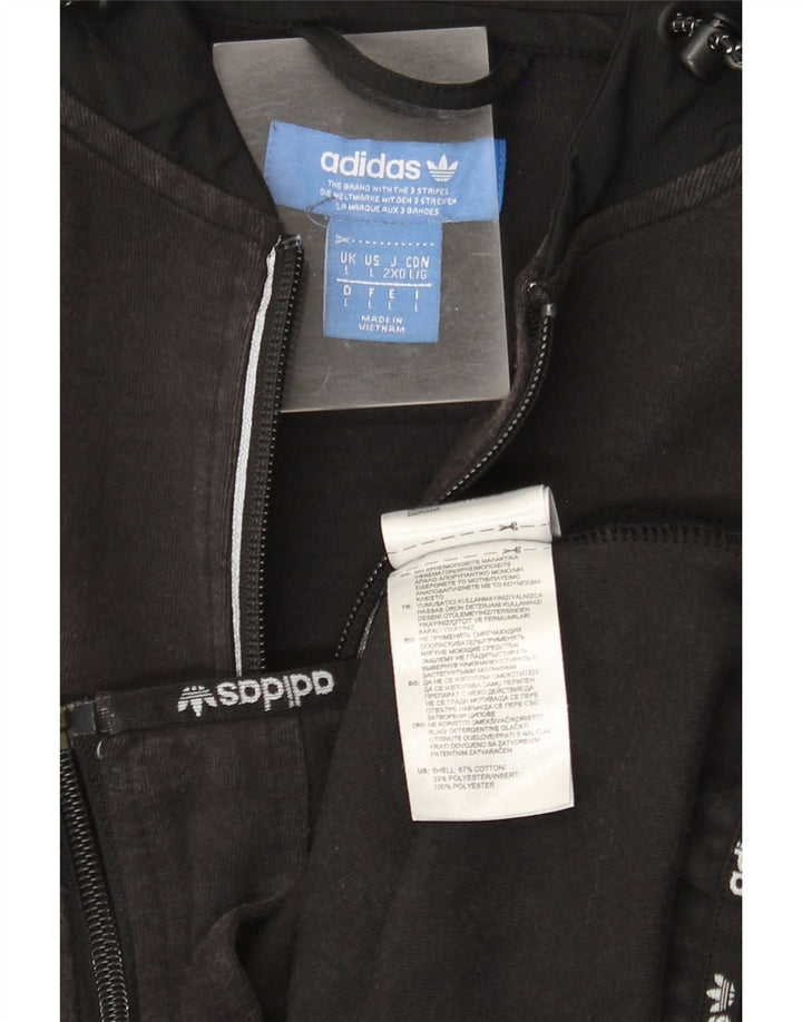 Maglione con cappuccio e zip Adidas da uomo grande in cotone nero