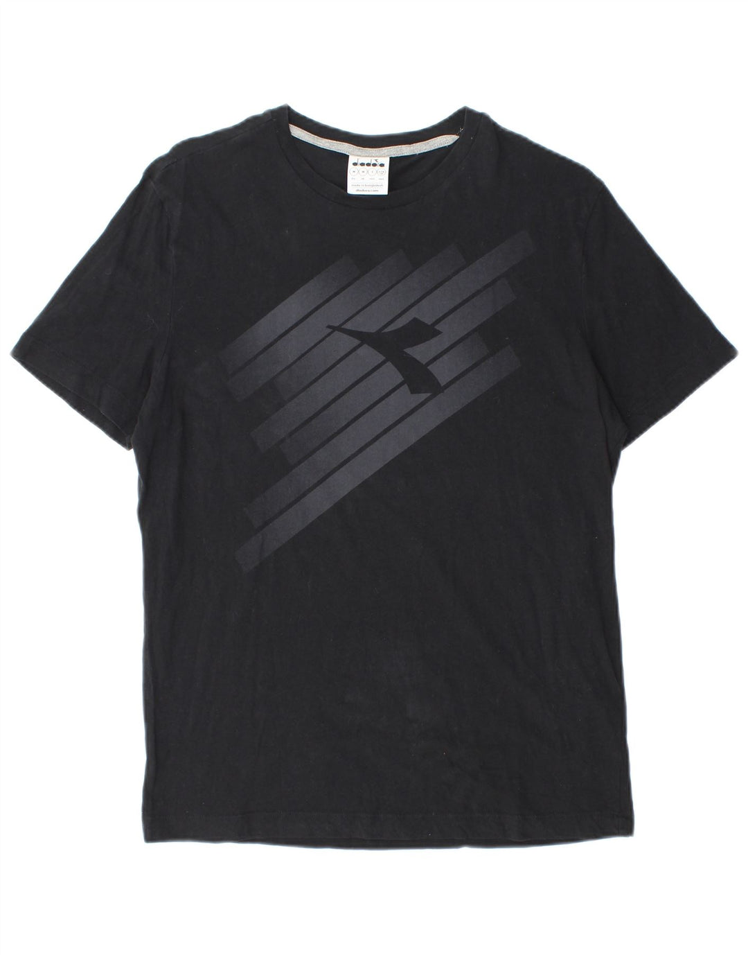 T-shirt grafica da uomo Diadora Top in cotone nero medio