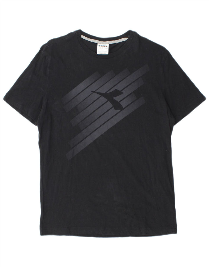 T-shirt grafica da uomo Diadora Top in cotone nero medio
