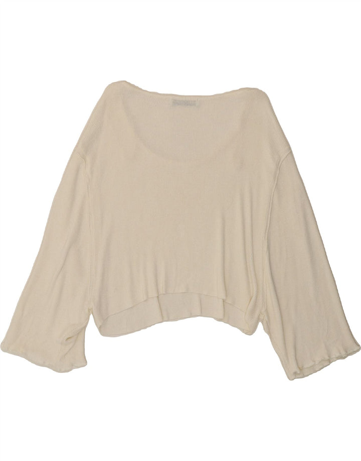 ZARA Womens Oversized Crop Boat Neck Jumper Sweater UK 14 Medium White Vintage Zara and Second-Hand Zara from Messina Hembry 