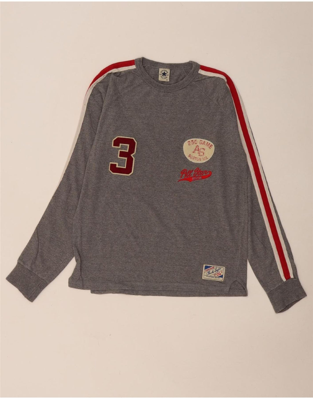 CONVERSE Top grafico da uomo Chuck Taylor a maniche lunghe piccolo grigio color block