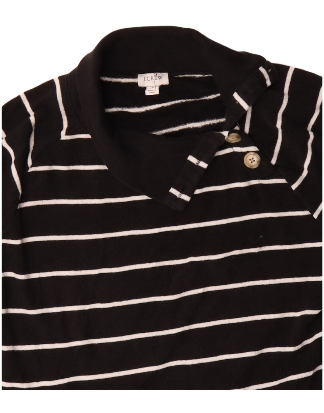 Felpa da donna J. Crew Jumper UK 16 Large Black Striped Cotton
