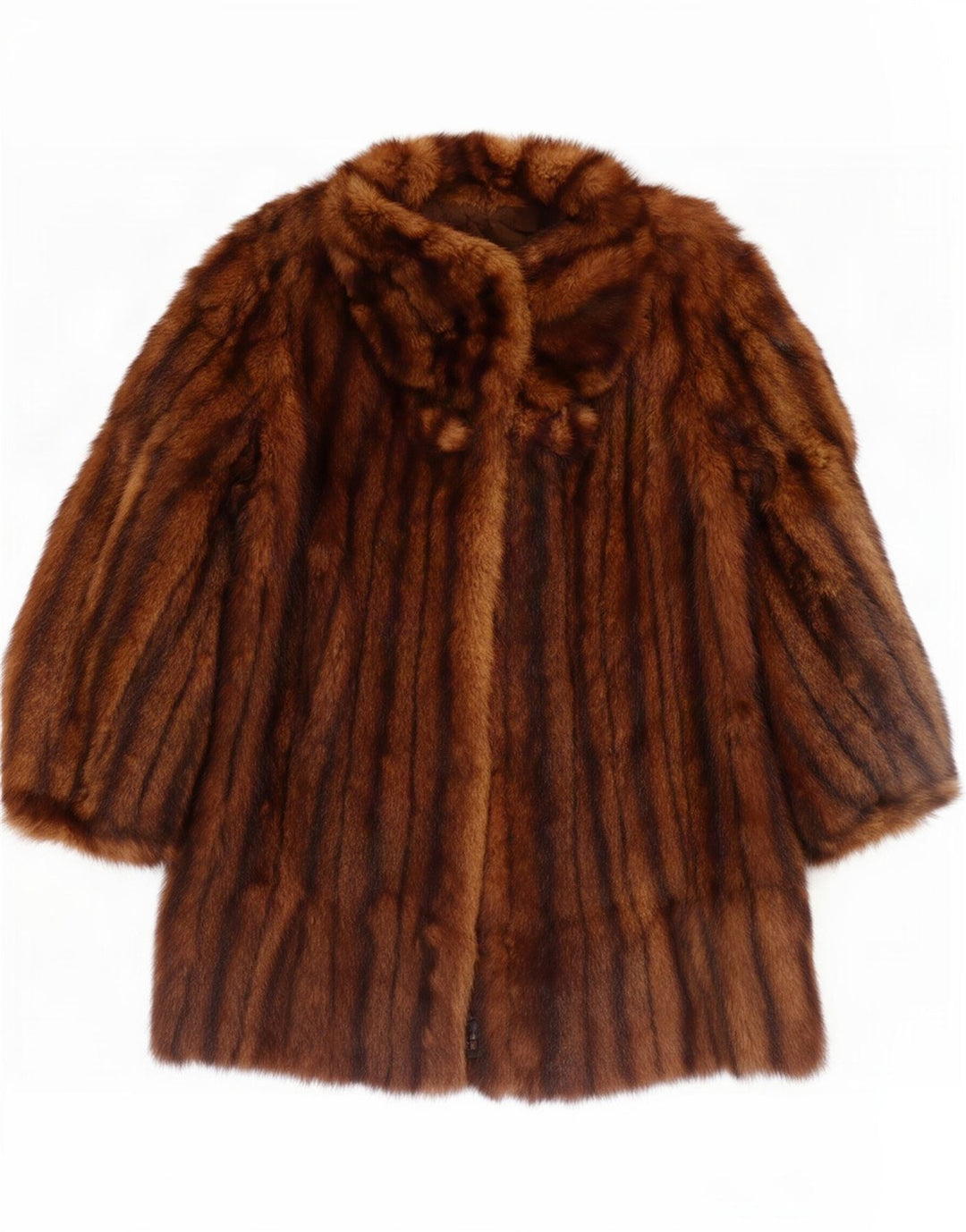 Cappotto in pelliccia vintage da donna UK 12 con stampa animalier marrone medio