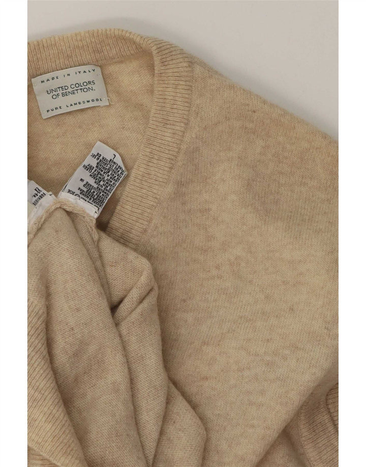 Canottiera da uomo Benetton Canotta grande in lana d'agnello screziata beige