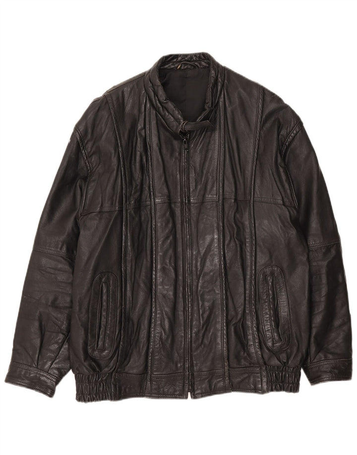 Giacca in pelle bomber da uomo Pointers UK 36 piccola in pelle nera