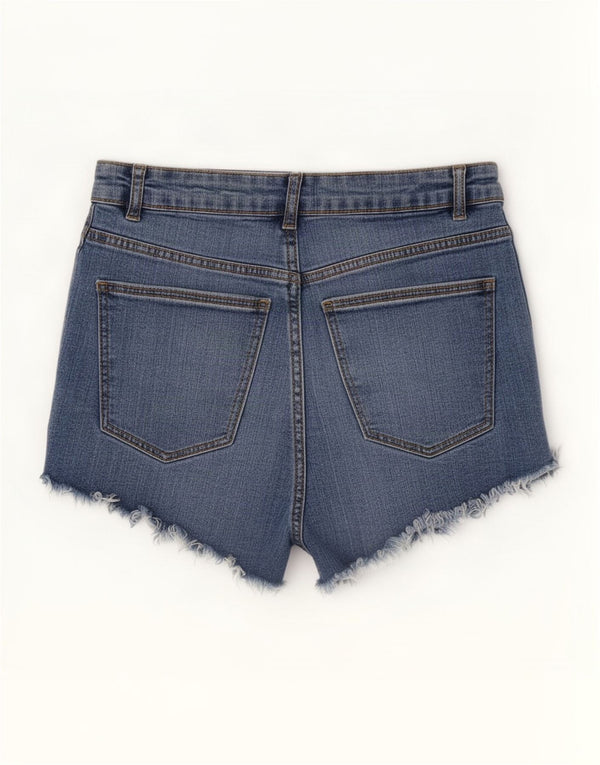Pantaloncini in denim invecchiato da donna Zara EU 38 piccoli W28 cotone blu