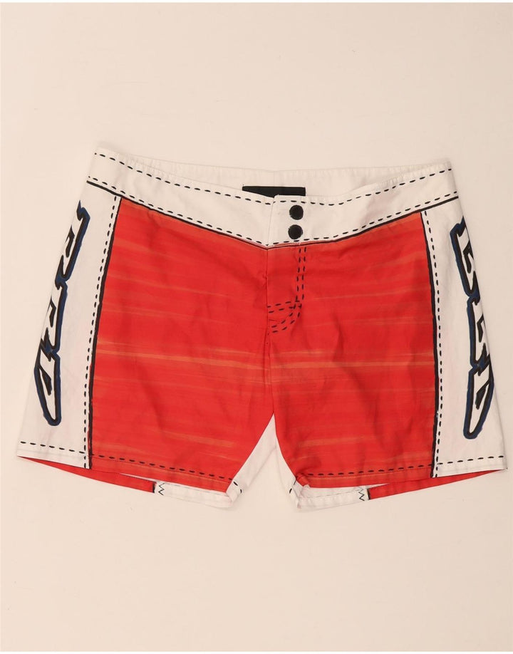 Pantaloncini da bagno grafici da uomo RRD grandi in poliestere color block rosso