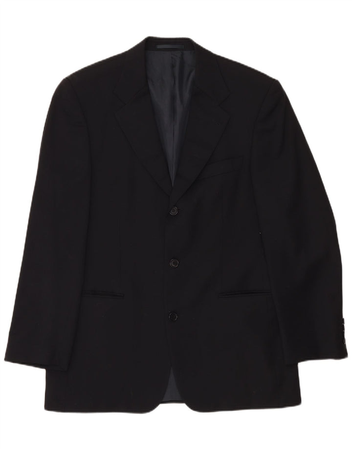 Giacca blazer da uomo a 3 bottoni Hugo Boss EU 50 grande lana vergine nera
