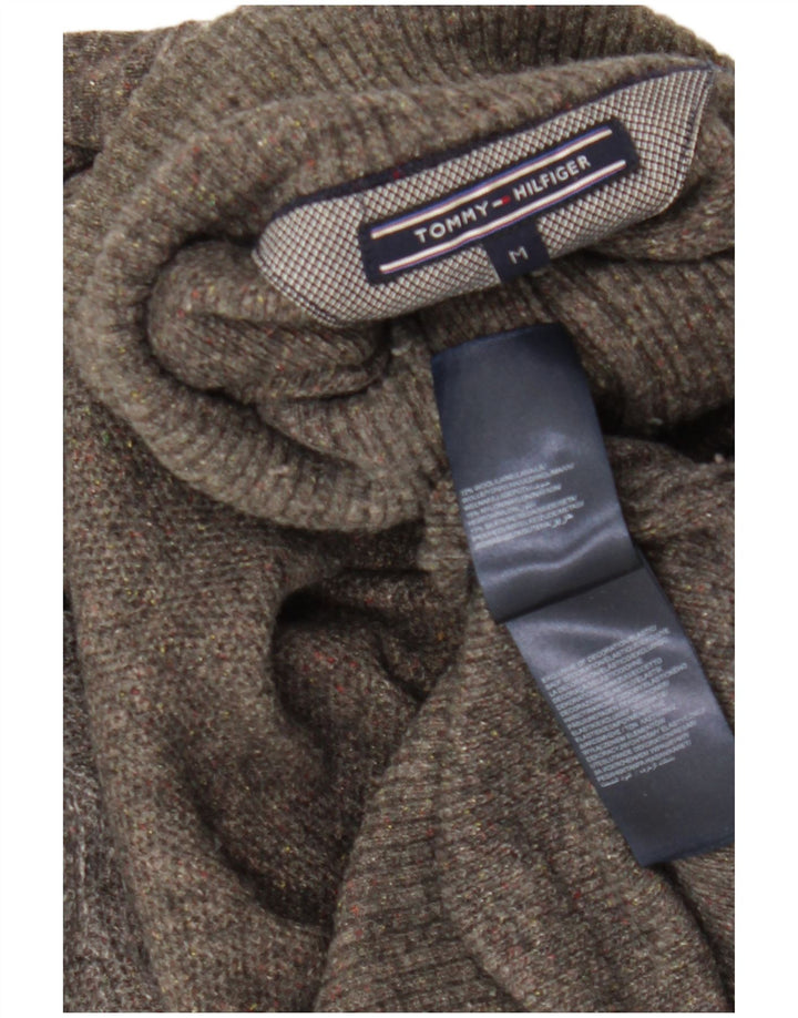 Maglione da uomo Tommy Hilfiger con bottoni e collo in lana grigio medio