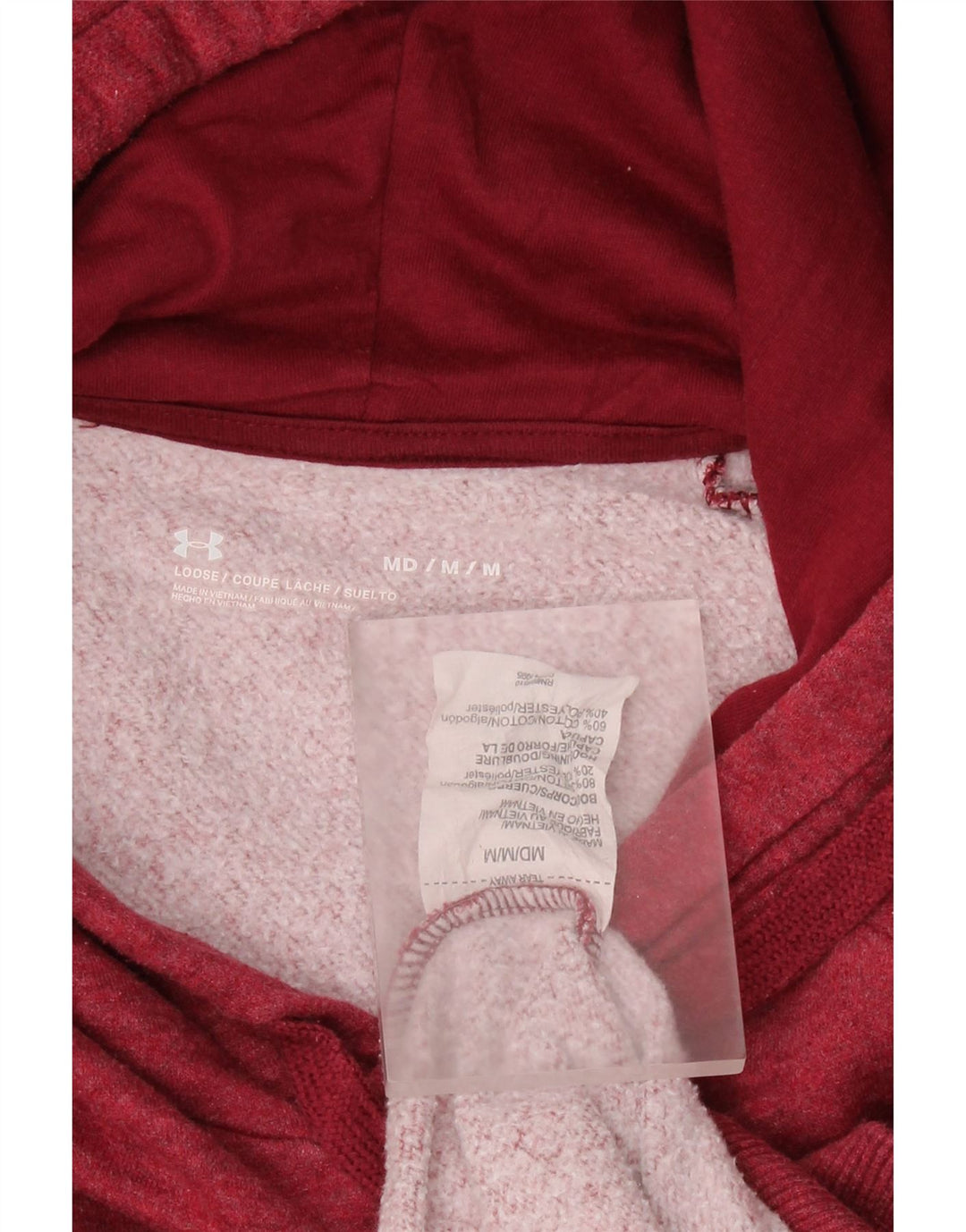 Felpa con cappuccio da uomo UNDER ARMOUR rosso medio in cotone