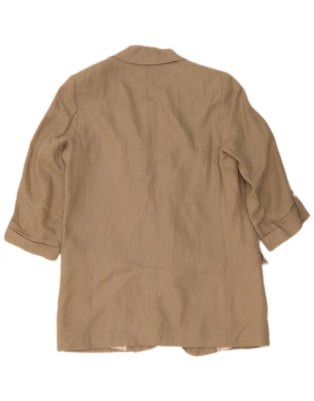 Giacca blazer aperta da donna con maniche a 3/4 Zara UK 14 Lino beige medio