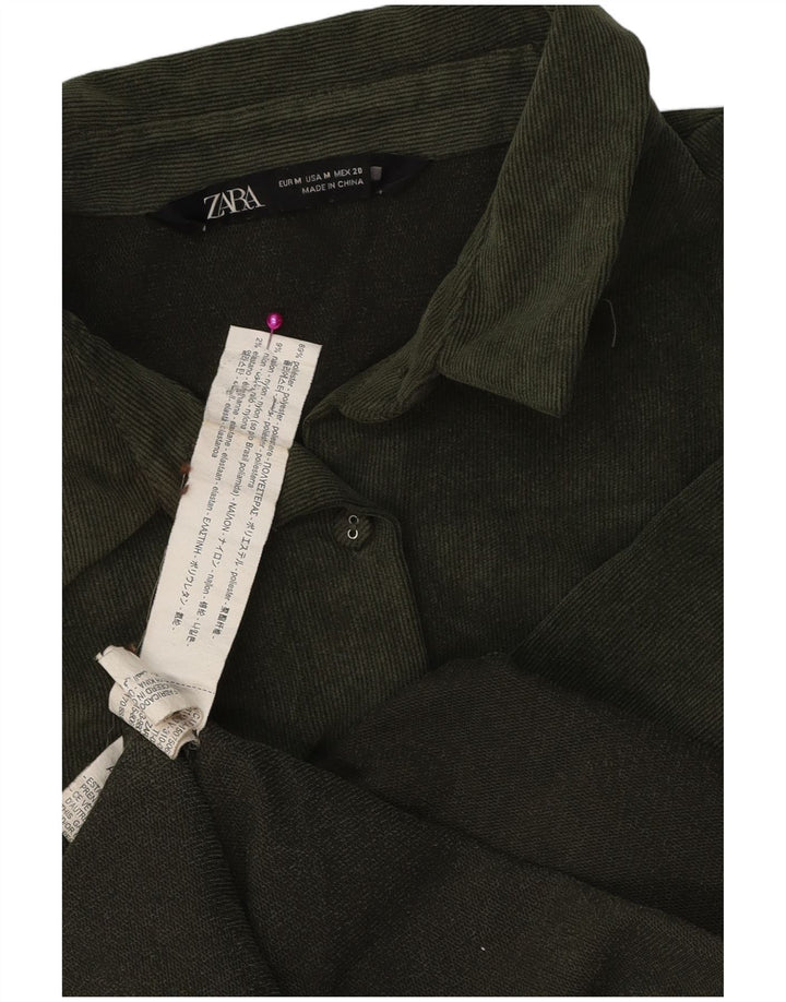 Camicia da donna oversize in velluto a coste Zara UK 14 Poliestere verde medio
