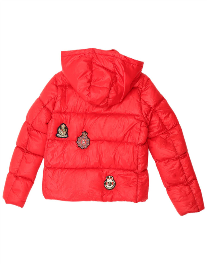 Giacca imbottita con cappuccio da donna Calvin Klein Jeans UK 14 poliestere rosso medio