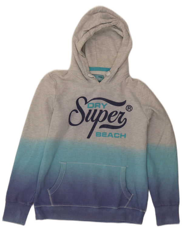 Felpa con cappuccio grafica da donna Superdry UK 18 XL cotone tie dye grigio