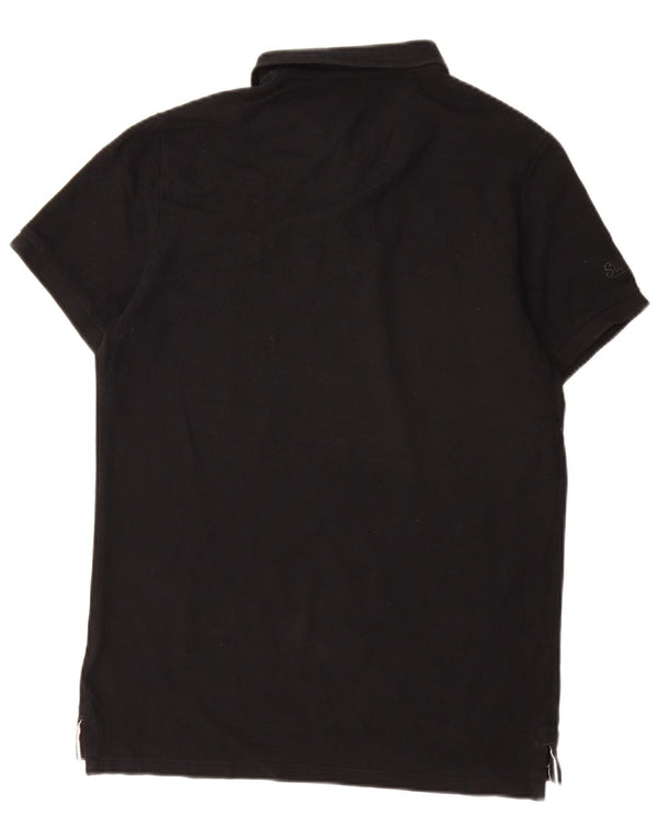 Polo grafica da uomo Superdry grande in cotone nero